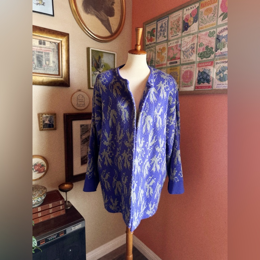 Vintage Purple + Gray Knit Open Cardigan